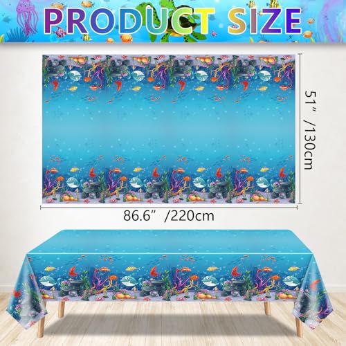 4 Pack Under The Sea Tablecloths Ocean Waves Underwater Table Cover Ocean Animals Table Cloth Ocean Sea Life Tablecloth Ocean Animal Table Cover Summer Beach Pool Birthday Party Supplies 51 x 86 IN