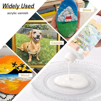 EIGTWEN Matte Varnish for Acrylic Painting, 100ml Clear Acrylic Varnish | Acrylic Paint Sealer, Clear Acrylic Paint, Prevents Yellowing, Maintains Long-Lasting Color - size: matte
