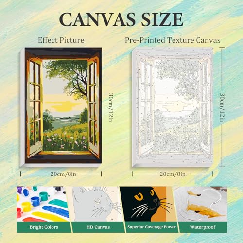 4 Pack Paint by Numbers Kit for Adults with Frame, Window DIY Painting Kit - color: CYOP4P01