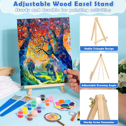 6 Pack Paint and Sip Kit for Adults Girls Night, 8x10In Canvas Painting Kit | Flat Canva Boards with Easel Stands, Mini Acrylic Paint, Brushes, Paint Party Supplies, Date Night Painting Kit for Couples