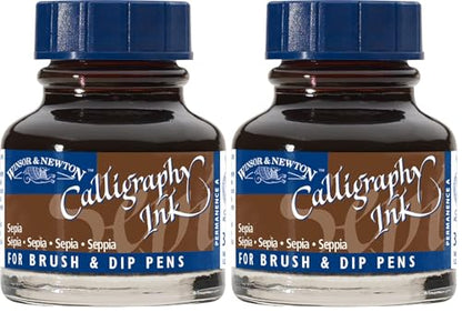 Winsor & Newton Calligraphy Ink, 30ml (1-oz) Bottle, Sepia (Pack of 2) - color: Sepia, size: 1 fl oz (Pack of 2)