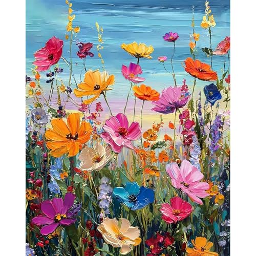 PHANTASYART Wild Flowers Paint by Numbers Kit for Adults 16x20inch | Adult Paint by Numbers, Flowers Canvas Paint by Numbers for Adults, DIY Acrylic Paint Kit for Adults, Gifts & Home Decor - color: Wild Flowers, size: 16x20inch