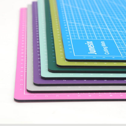 Mini Self Healing Cutting Mat Set 2.4 Inch 7 Pieces Colorful Craft Mats Non Slip Sewing Pads for Quilting Scrapbooking Paper Carving, Mint Green Matcha Gray Sky Blue