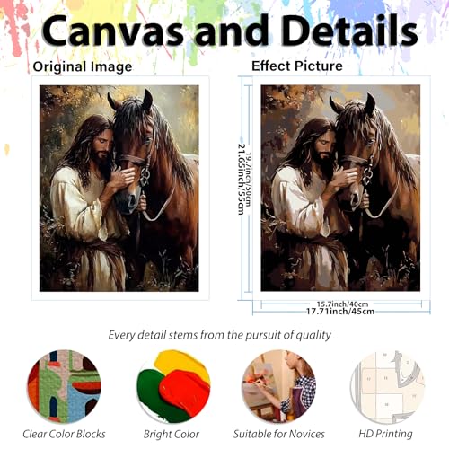 Paint by Numbers Kit for Adults, Adult Paint by Number Kits 16x20 Inch - color: Jesus and the Horse