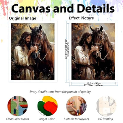 Paint by Numbers Kit for Adults, Adult Paint by Number Kits 16x20 Inch - color: Jesus and the Horse