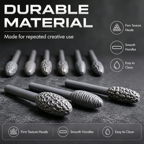 Clay Texture Roller for Art Projects,5/9/18pcs Modeling Pattern Rollers Kit, Single Head/Double Head, Roller Stick, Clay Bead Roller,Clay Texture Tools for Art (Single Head 9pcs) - color: Single Head 9pcs