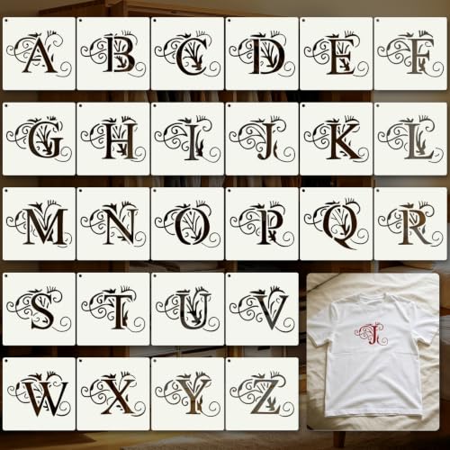 Letter Stencils for Crafts Reusable 26Pcs Stencils(4X4 Inch) - color: A Letter