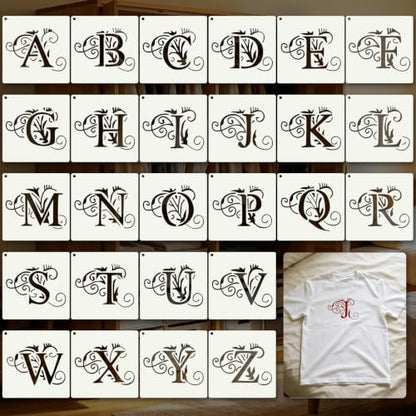 Letter Stencils for Crafts Reusable 26Pcs Stencils(4X4 Inch) - color: A Letter