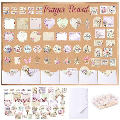 EUOYUFO 114Pcs Floral Prayer Board Kit Christian Gift for Mother's Day Gift Pray for Envelope Set Bible Verse Quotes Prayer Board Supplies DIY Wall Art for Living Room Office(Not Including Board)