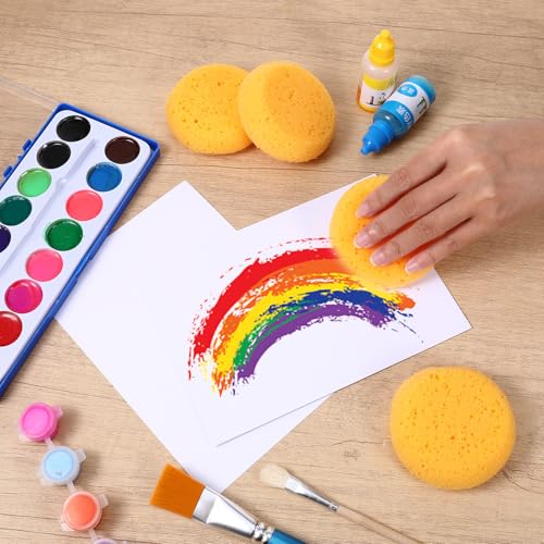 6Pcs Pottery Sponges for Clay, 2.5inch Round Craft Small Yellow Painting Sponge, Synthetic Sponges for Pottery and Cleaning Horse Saddle, Watercolors Painting Sponge, Pottery Tools and Supplies