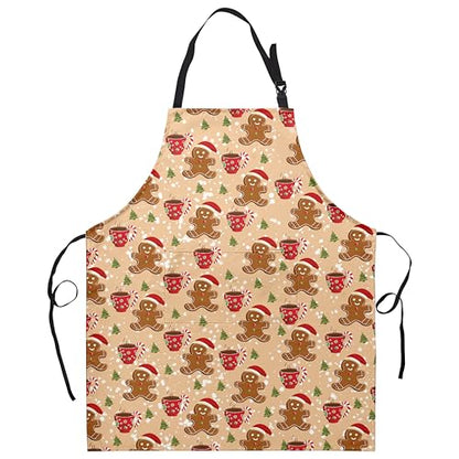 Cute Gingerbread Aprons for Adults - Christmas Baking Aprons with Two Pockets and Adjustable Strap for Cooking, Crafting, Sewing - color: Gingerbread Man