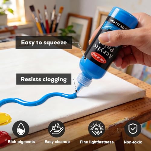 Acrylic Paint Set, 36 Colors, 4 oz/120ml Bottles | Rich Pigments, Water Proof, For Artists, Beginners and Kids, Canvas Rocks Wood Ceramic Fabric - color: 120ml 36 Colors