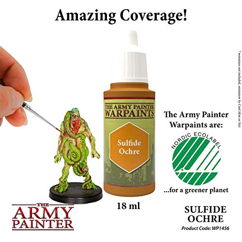 The Army Painter Sulfide Ochre Warpaint - Acrylic Non-Toxic Heavily Pigmented Water Based Paint for Tabletop Roleplaying, Boardgames, and Wargames Miniature Model Painting - color: Sulfide Ochre