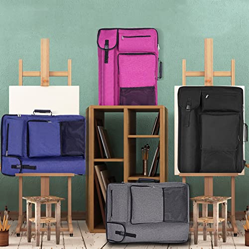 TreochtFUN Art Bags for Supplies Portfolio Case 19 X 25.5 in large | for Storage A2 Canvas Board A3 Sketchbook - Carrying Artwork with Backpack & Tote-handle - color: Black