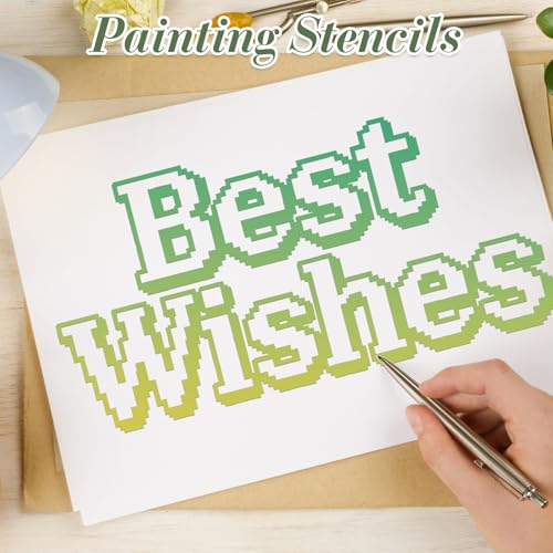 Letter Stencils for Crafts Reusable 24Pcs Number Symbol Stencils(7X4 Inch) - color: Letters