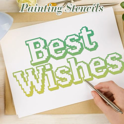 Letter Stencils for Crafts Reusable 24Pcs Number Symbol Stencils(7X4 Inch) - color: Letters
