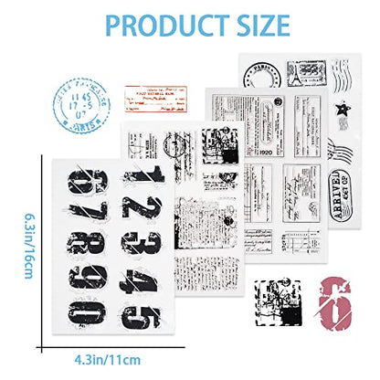4 Themes 34Pcs Clear Stamps, Retro Rubber Clear Stamp, Transparent Silicone Stamps Seal for DIY Scrapbooking Card Making Decoration, Style A - style: Style A