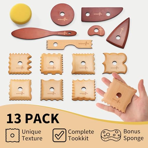 Pottery Ribs Tool Set, Clay Ceramic Shaping & Smoothing Tools, Pottery Foot Shaper Trimming for Carving,Beech Wood (13 Pieces) - color: Black