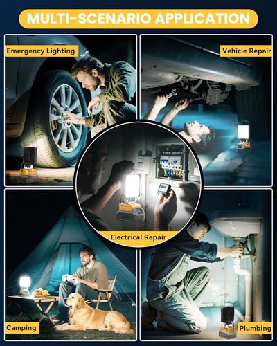 2PCS LED Work Light Compatible with DeWALT 20V Battery,112W 11200LM,Tool Only - color: 70W 2PCS