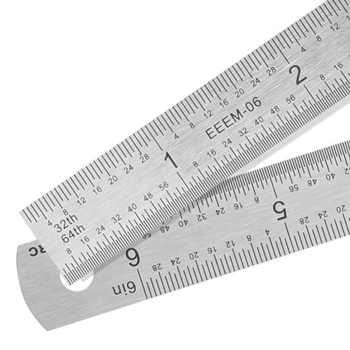 Pacific Arc Stainless Steel Ruler Inch and Metric, with 32nd and 64th Graduations, 6 Inches - style: Two Pack | 06 In