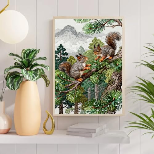 Auremi Squirrels Diamond Art Painting, 5D Animals Diamond Painting Kits, Full Drill Diamond Dots Paintings for Beginners, Crystal Art Painting Kits for Home 30x40 cm - color: Diamond Painting 008