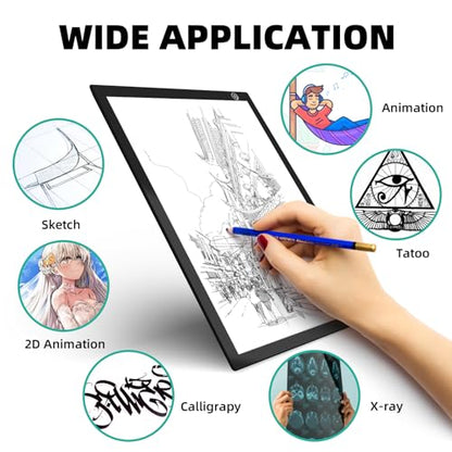ME456 Rechargeable Drawing Board, Lithium Battery Powered 15" Light Table | Adjustable Brightness LED Tracing Light Box Ideal for Diamond Art, Weeding Vinyl, Viewing Slides, Stenciling - style: 15" Black (Rechargeable)