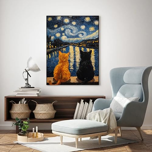 RYMILIE Cat Diamond Art Kits for Adults Diamond Painting Kit 12x16in - color: DP01277