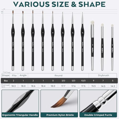 Nicpro Miniature Painting Kit with Wet Palette, Detail Paint Brush Drybrush | 11PCS Detail Paint Brushes Drybrush, 100PCS Wet Pallet Paper, 4PCS Sponge, Brush Holder, For Miniature Model Painting - color: Blue