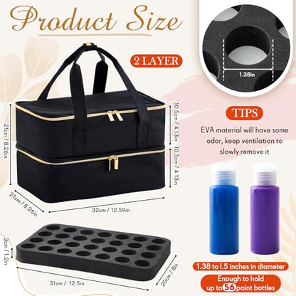 Abbylike Acrylic Paint Organizer Bag for up to 56 Bottles (2 Oz),Black - color: Black