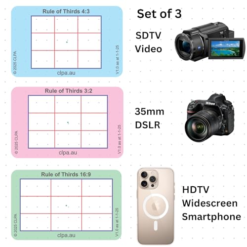 Rule of Thirds Directors Viewfinder Card | Australian Designed and Made; Artist Viewfinder for Drawing and Photography; 3:2, 4:3 and 16:9 - size: Rule of Thirds