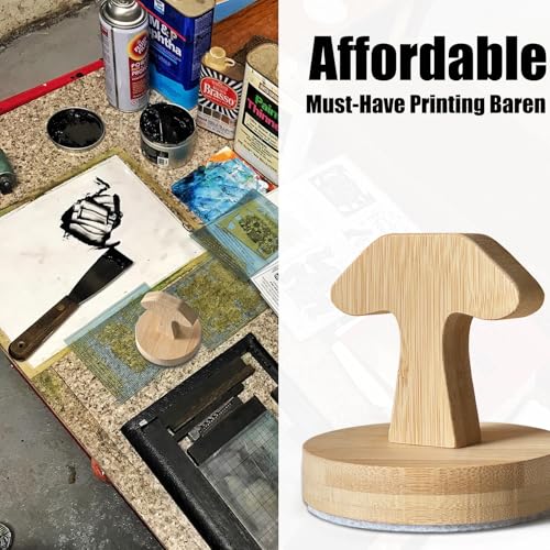 Bamboo Baren for Printing Comfortable Handle for Pressure Smooth Linocut Blanket Press Stamp Embossing Tool Bottom Ideal for Block Printing, Crafting, Scrapbooking Art Supplies