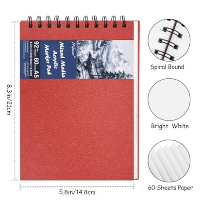 8.3x5.8 Sketch Book,Art Sketchbook for Drawing Pad,Mixed Media Sketchbook - color: TopSpiral-BrightWhite-Red