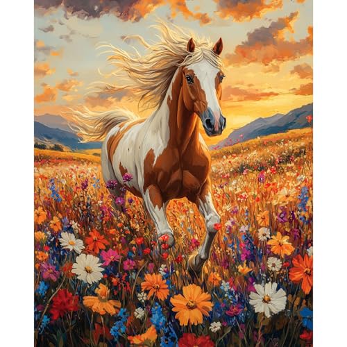 obterie Horse Paint by Numbers Kit for Adults Beginner Animals Oil Painting Kit Adult Paint by Number Kits on Canvas DIY Painting for Beginners Art by Numbers for Gifts Home Wall Decor 16x20 Inch - color: YF032