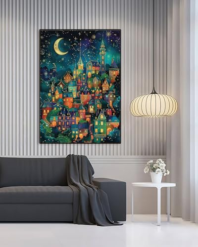 Starry Night Diamond Art Kits for Adults, Landscape Diamond Art 12X16 Inch - color: Landscape 12