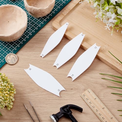 FINGERINSPIRE 4 Pcs Pottery Trimming Textured Art Tools With 4-18 Scale 4 Styles Acrylic Clay Wedging Board Set for Ceramics, Sculpting & Carving White Pottery Foot Shaper & Prep Tools for Clay Crafts