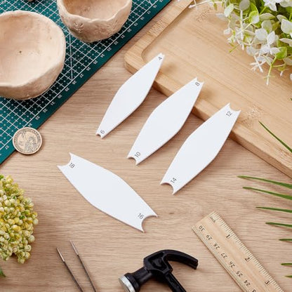 FINGERINSPIRE 4 Pcs Pottery Trimming Textured Art Tools With 4-18 Scale 4 Styles Acrylic Clay Wedging Board Set for Ceramics, Sculpting & Carving White Pottery Foot Shaper & Prep Tools for Clay Crafts