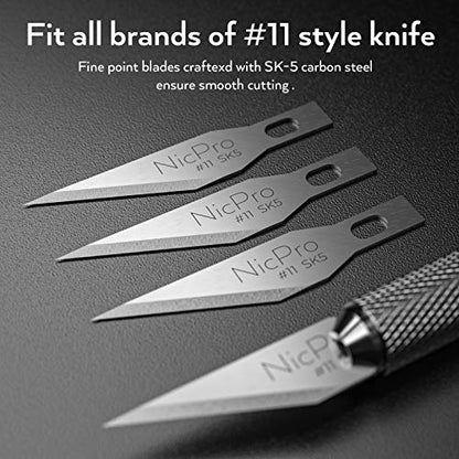 Nicpro 120 PCS Hobby Blades Set SK-5, Utility #11 Art Blades Refill Cutting Tool with Storage Case for Craft, Hobby, Scrapbooking, Stencil (Pack of 2) - size: #11 (Pack of 2)
