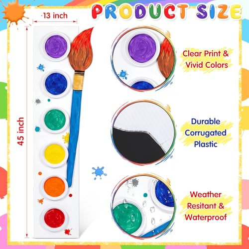 Qunclay 45 x 13 Back to School Giant Palette Art Decor (1pcs, Rectangular) | Giant Paint Palette, Giant Paint Brush Prop, Art Decoration for Classroom Party School Birthday Photo Prop Backdrop - style: Rectangular