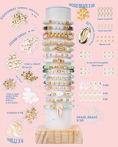 Deinduser Bracelet Making Kit, 7200pcs Clay Beads, 24 Colors 2 Boxes Beads for Bracelets, Clay Bead Bracelet Making kit with Letters, Numbers, Spacers, Ideal Gifts for Holidays