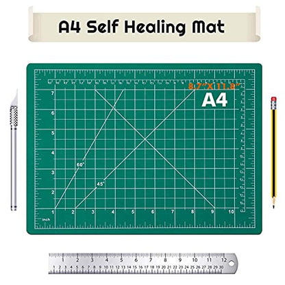 anezus Self Healing Sewing Mat, Rotary Cutting Mat Double Sided 5-Ply Craft Cutting Board for Sewing Crafts Hobby Fabric Precision Scrapbooking Project 9inch x 12inch(A4) - color: Green, size: 12" x 9"