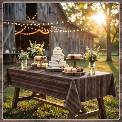 300FT x 54IN Wood Grain Plastic Tablecloth Roll with Slide Cutter Box | Heavy Duty Disposable Rustic Picnic Table Cover & Wall Backdrop, Cut-to-size for Western Party, Bulletin Board Backdrop - color: Wood Grain, size: 3600" x 54" (Rectangular)