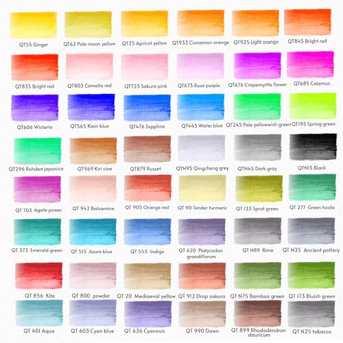 TOSHARE Watercolor Pens Set, 48-Color Dual Tip Professional Watercolor Markers for Adults, Water-Based Art Markers with 1 Aquapen, 2 Colorless Blenders, 1 Black Marker, and 12-Page Pad, Art Supply - color: 48+4 Colors