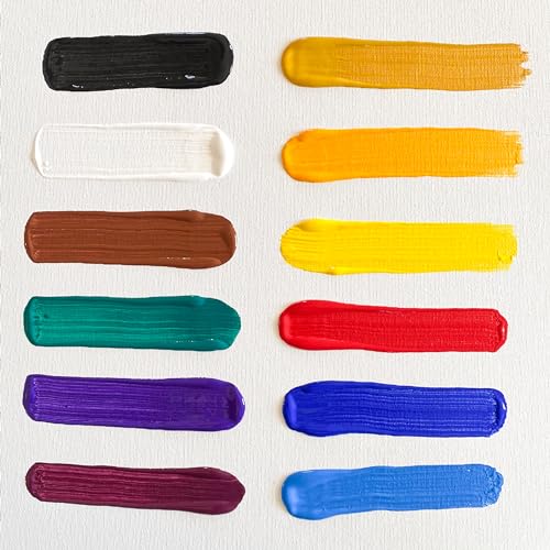 milo Acrylic Paint Set, 12 Primary Colors, 8 oz Bottles, Semi-Gloss | Safe, Non-Toxic, Made in the USA, Arts & Crafts Paints for Artists, Student & Hobby Painters, Paint Pack, Classroom, Bulk - style: Primary Set 12 x 8 oz