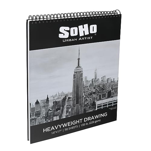 SoHo Urban Artist Hardcover Drawing Pad 14x17-135 lb. (220gsm), 50 Sheets, Drawing Paper Pads for Artists, Travel, Illustrations, & More - size: 14"x17"