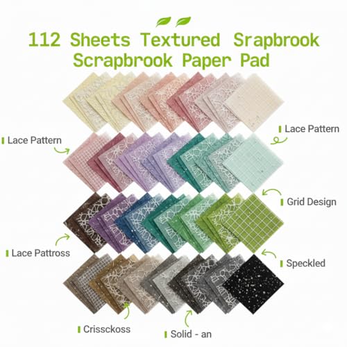 Muwfeuin 112 Sheets Textured Craft Paper and Fabric for Journals | Assorted textured paper and fabric pieces for scrapbooks, junk journals, card making, collage, and DIY decor.
