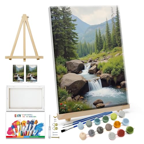 JOOZ Paint by Numbers Kit for Adults with Frame Landscape, 8x12 Inch - color: Landscape 084