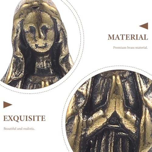 Homoyoyo Brass Maria Brass Virgin Statue Miniature Virgin Sculpture Catholicism Ornament Maria Figurine Classic Decor Craft Figurine Desk En Laton Mini Virgen Stand