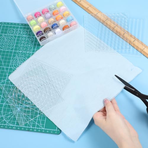 Acrylic Sashiko Stencil 4 Pcs Dots Lines Arcs Slashes 4.7 x 4.7 Inch
