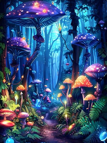 Arttoplus Enchanted Mushroom Diamond Art Kits for Adults Beginner 12x16in - color: G9316-US