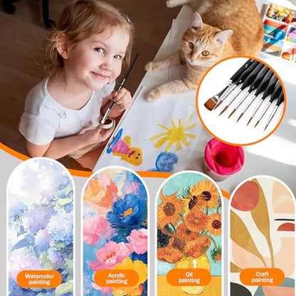 Miniature Brushes, Aoartix 15 Pcs Dry Detail Paint Brush, Triangular Handle | Small Brushes for Acrylic, Watercolor, Face, Figurine, Oil, Models & Craft Painting Supplies, Paint by Numbers Kit for Adults - color: Black